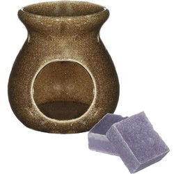 Ideas4seasons Amberblokjes/geurblokjes cadeauset - lavendel geur - inclusief geurbrander - Geurbranders