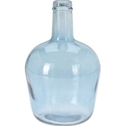 H&S Collection Fles Bloemenvaas San Remo - Gerecycled glas - blauw transparant - D19 x H30 cm - Vazen