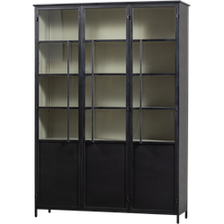 WOOOD Exhibit 3-deurs Vitrinekast XL - Metaal - Zwart - 200x140x44 cm