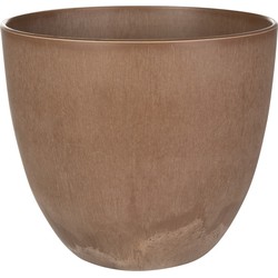 Plantenpot/bloempot in een natuursteen look Dia 17 cm en Hoogte 15 cm terra cotta - Plantenpotten