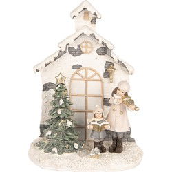 Clayre & Eef Kerstdecoratie met LED-verlichting Huis Beige Kunststof