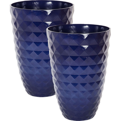 FERIZA III - Bloempot set van 2 - Marineblauw - Klei-vezelmengsel