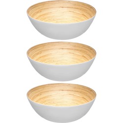 3x stuks secret de Gourmet Slakom/serveer schaaltjes - bamboe - D25 cm - Saladeschalen