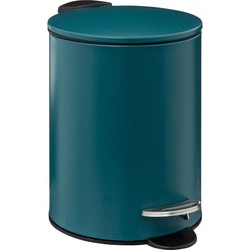 5Five kleine pedaalemmer - metaal - petrol blauw - 3L - 16 x 25 cm - Badkamer/toilet - Pedaalemmers