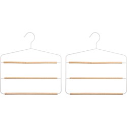 Set van 3x stuks luxe kledinghanger/broekhanger voor 3 broeken wit 35 x 36 cm - Kledinghangers