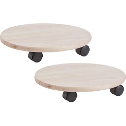 Zeller Planten trolley - 2x - multiroller hout - 35 cm - tot 100 kg - Planten onderzetter
