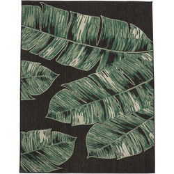 Binnen en Buitenkleed Ostivia - Gebloemd - Zwart - 100x200 cm