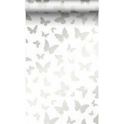 Origin Wallcoverings behang vlinders mat wit en glanzend zilver - 0,53 x 10,05 m - 347690