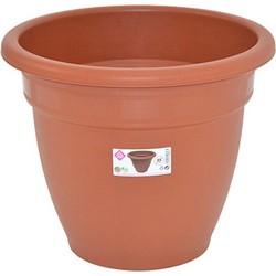 Terra cotta kleur ronde plantenpot/bloempot kunststof diameter 35 cm - Plantenpotten