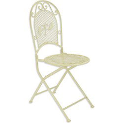 A WHITE IRON FOLDING CHAIR