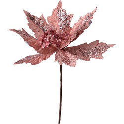 Clayre & Eef Kunstplant Kerstster Ø 22x25 cm Roze Kunststof Kerstdecoratie