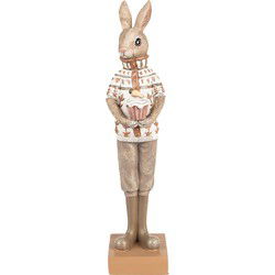 Clayre & Eef Beeld Konijn Bruin Beige Polyresin