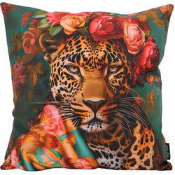 Sierkussen Flower Leopard #1 | 45 x 45 cm | Katoen/Polyester