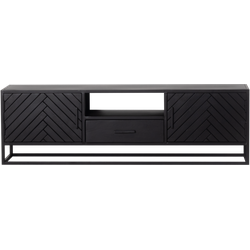 Giga Meubel Tv-Meubel Zwart Visgraat - Mangohout - 165x40x50cm - Isa