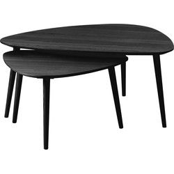 Salontafel Adda Driehoekig Zwart Eiken Set van 2 - Giga Living