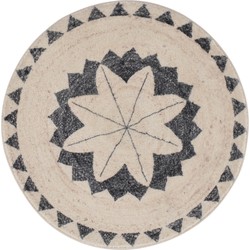 Vercai Rugs Brady Collectie - Hoogpolig Rond Vloerkleed - Zacht Tapijt voor Woonkamer - Polyester - Ivoor - 150x150 cm