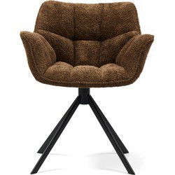 Riviera Maison Carnaby Dining Armchair Turning Leg, manhattan weave, umber brown