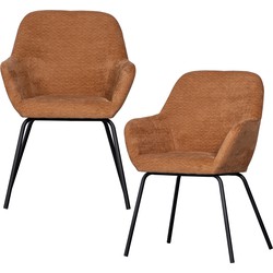 WOOOD Vos Eetkamerstoelen - Polyester - Kaneel - Set van 2
