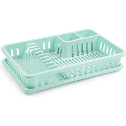 Plasticforte Afdruiprek met lekbak - 45 x 30 cm - mintgroen - Afwassen - Afdruiprekken