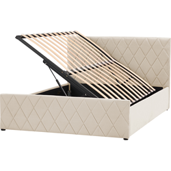 Beliani ROCHEFORT - Tweepersoonsbed-Beige-Fluweel