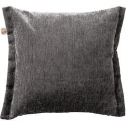 Dutch Decor LEWIS - Sierkussen 45x45 cm - fluweel - met sierrand - Charcoal Gray - antraciet - Dutch Decor