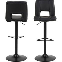 Barkruk Zwart PU - Zithoogte 62-83cm - 52x42x115cm - Millie - Set van 2