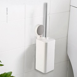 Decopatent® Toiletborstel met houder hangend - WC borstel met houder met Zuignap - Zonder boren - Toiletborstelhouder - Vrijstaand