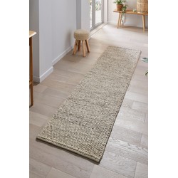 Loper - Minerals Uni Modern Laagpolig - Wol - Bolletjes - Naturel / Beige 60X230 Cm - 60 X 230 CM