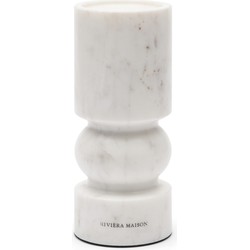 Riviera Maison Kandelaar Marmer wit voor stompkaars - Sessari Marble kaarsenhouder 20 cm hoog