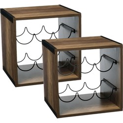 2x stuks houten flessenrek/wijnrek voor 6 flessen 31 x 31 x 31 cm - Wijnrekken