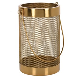 Metalen theelichthouder / lantaarn goud 21 cm - Lantaarns