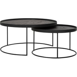 DTP Home Coffee table Mercurius BLACK, set of 2,35xØ60 cm / 40xØ80 cm, set of 2, recycled teakwood