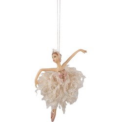 Clayre & Eef Kersthanger Ballerina 15 cm Roze Beige Polyresin Kerstboomversiering