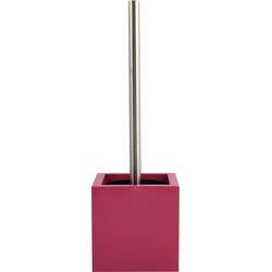 MSV Toiletborstel in MDF houder/rvs wc-borstel - fuchsia roze - 37 cm - Toiletborstels