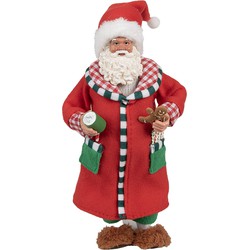 Clayre & Eef Kerstdecoratie Beeld Kerstman 28 cm Rood Kunststof