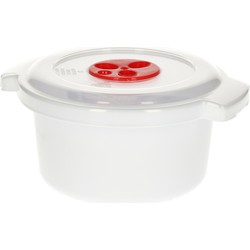PlasticForte Magnetronschaal - deksel/ventiel - 500ml - wit - BPA vrij - Magnetronbakken