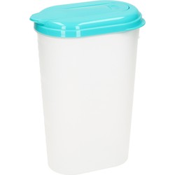 PlasticForte Waterkan/sapkan - transparant/aqua - deksel - 1.6L - kunststof - Schenkkannen