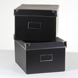 Set van 2 zwarte kartonnen opbergdozen - L21xB26xH15cm