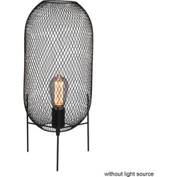 Scandinavische Tafellamp - Mexlite - Metaal - Scandinavisch - E27 - L: 20cm - Voor Binnen - Woonkamer - Eetkamer - Zwart