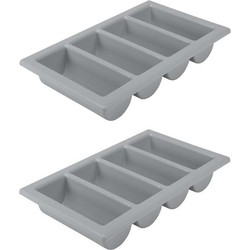 Horeca bestekbak/bestekhouder - 2x - 53 x 32 x 10 cm - 4 vakken - Bestekbakken