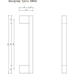 Deurgreep Tjarco - staal - 128 mm - Modern - Handgreep - Kastgreep - Ladegreep