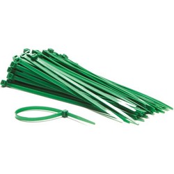 Set met nylon kabelbinders 4.6 x 200 mm groen (100 st.)