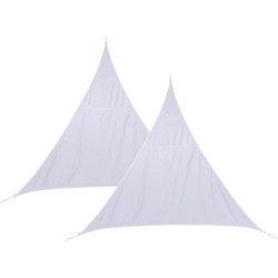 Set van 2x stuks polyester schaduwdoek/zonnescherm Curacao driehoek wit 2 x 2 x 2 meter - Schaduwdoeken