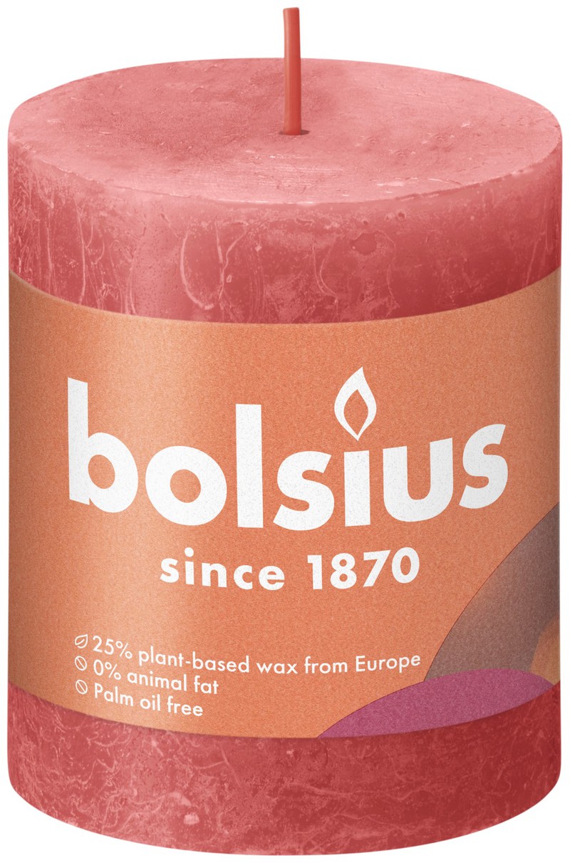 3 stuks - Stompkaars Blossom Pink 80/68 rustiek - Bolsius - 