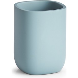 Badkamer beker blauw van polyresin 10 cm - Tandenborstelhouders