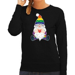 Bellatio Decorations foute kersttrui/sweater dames - Pride Gnoom - zwart - LHBTI/LGBTQ kabouter XS - kerst truien
