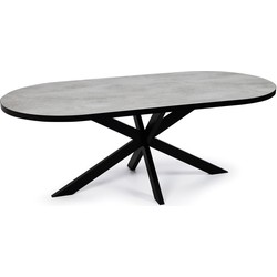 Stalux Plat ovale eettafel 'Noud' 180 x 100, kleur zwart / beton