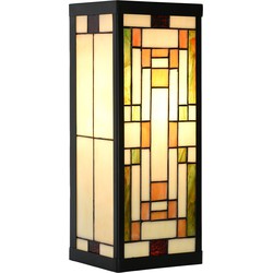 LumiLamp Wandlamp Tiffany 14x16x40 cm Beige Glas Metaal