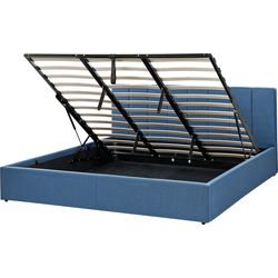 DREUX - Bed met opbergruimte - Blauw - 180 x 200 cm - Polyester