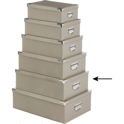5Five Opbergdoos/box - beige - L44 x B31 x H15 cm - Stevig karton - Crocobox - Opbergbox